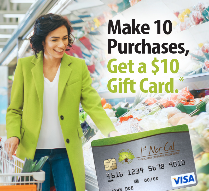 Make 10 Purchases, Get a $10 Gift Card.*